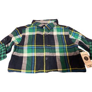 👣 5/$25 - Green/Blue/Yellow Plaid Button Up Shirt